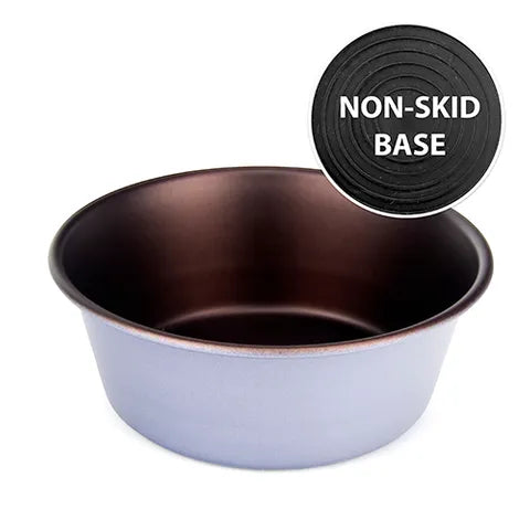 DOG BOWL STAINLESS STEEL NON-SKID - GREY & COPPER