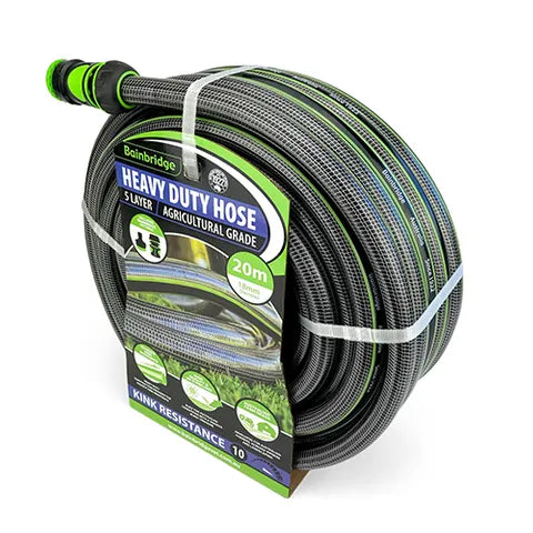 HEAVY DUTY HOSE W FITTINGS - 5 LAYER - 18MM X 20M