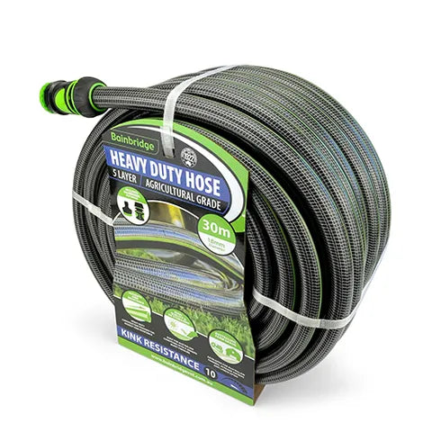 HEAVY DUTY HOSE W FITTINGS - 5 LAYER - 18MM X 30M